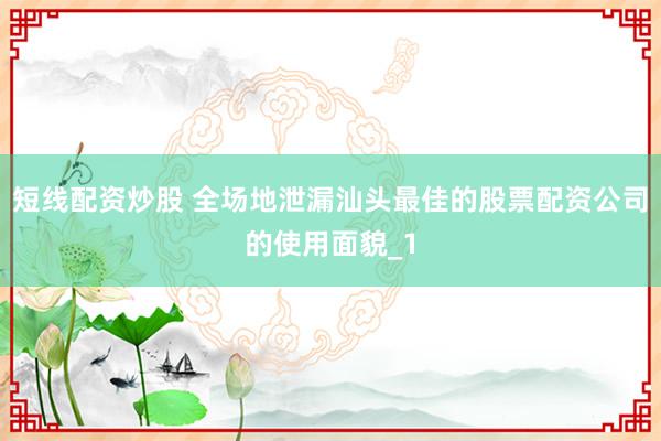 短线配资炒股 全场地泄漏汕头最佳的股票配资公司的使用面貌_1