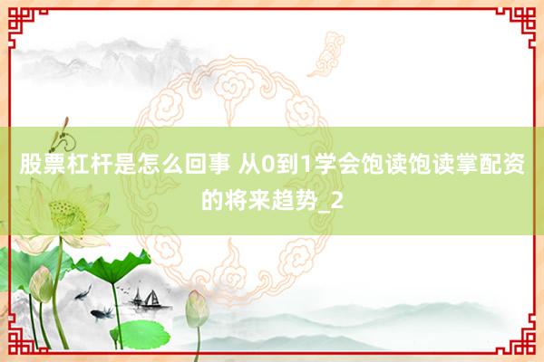 股票杠杆是怎么回事 从0到1学会饱读饱读掌配资的将来趋势_2